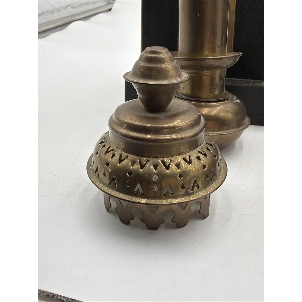 Set Of 2 Vintage Brass Carriage Railroad Train Wall Sconce Candle Lamps
